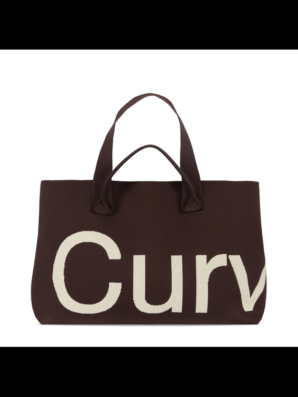 Dark Brown Canvas Tote with Cream Logo Detail